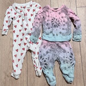 Sammy + Nat Red Heart and Pastel Pattern Footies